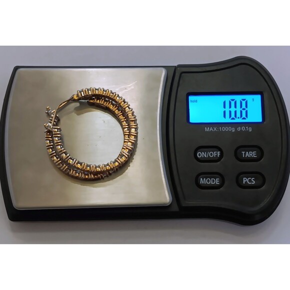 Vermeil ADI 925 Sterling Silver Cubic Zirconia Inside Out Hoop Earrings 1.25 in - Picture 16 of 16